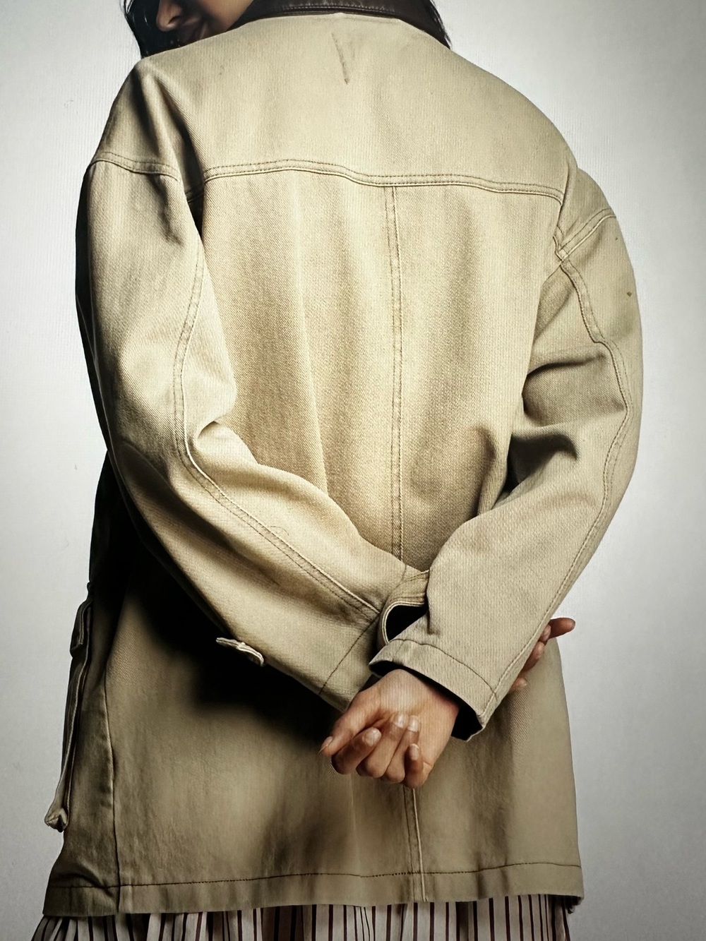New with Tag! $168 Anthropologie Pilcro Barn Jacket Faux Leather Collar sz M - Picture 3 of 15